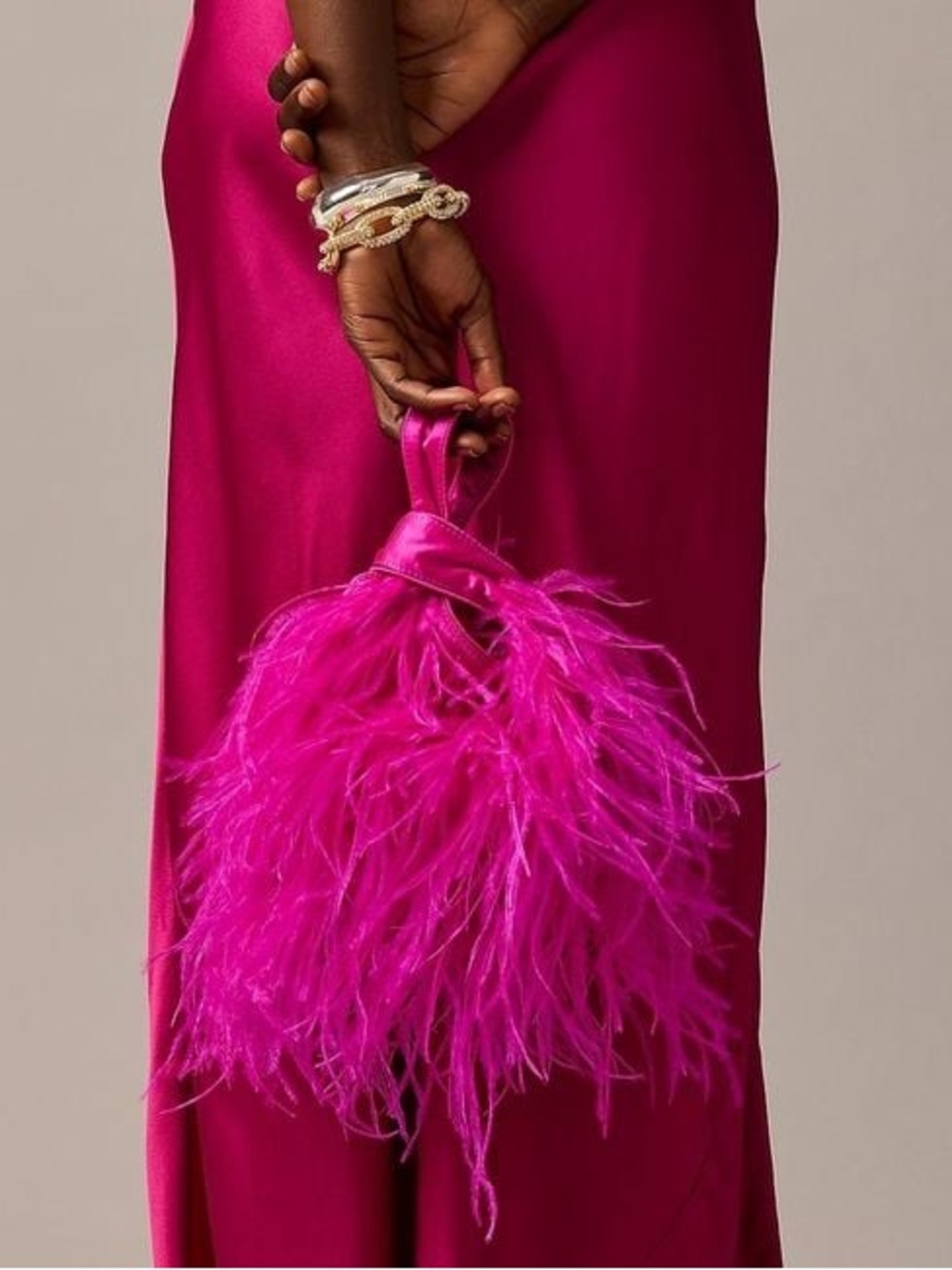 NWT J. Crew Collection Santorini Bag with Feathers in Neon Fuchsia